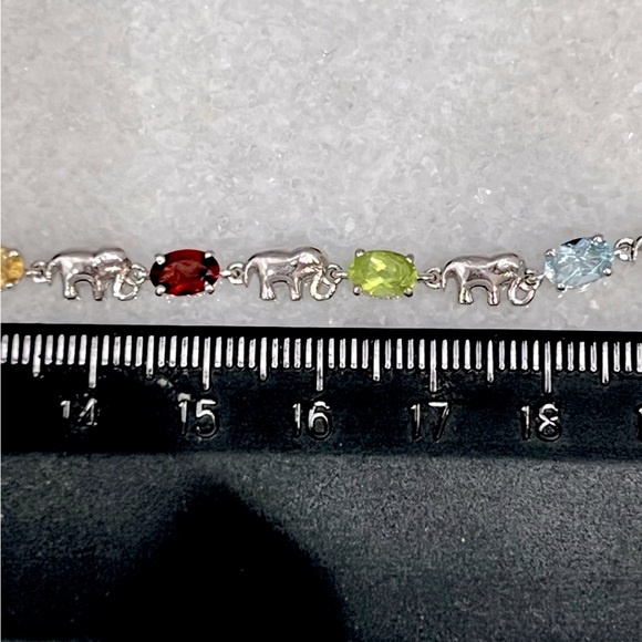 Multigemstone Silver Elephant BOLO Bracelet - Picture 11 of 11